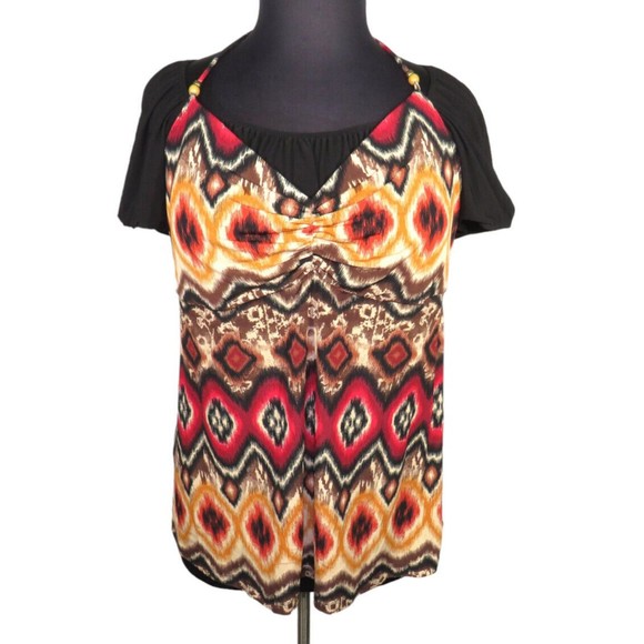 L.A. Blues Tops - Vintage L.A. Blues Women's Southwestern Print Layered Look Blouse Plus 18-20